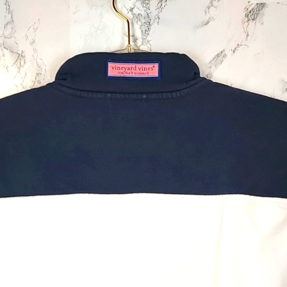 Vineyard Vines Saltwater The Shep Shirt Pullover Navy&Heather Blue White Sz M - Picture 7 of 12